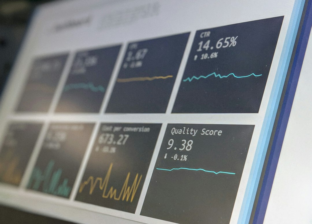 A monitoring display shows a live business dashboard.